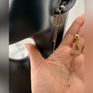 Chic Gold and Silver Initial D Earrings